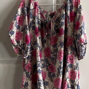 Torrid Pink and Black Tie Front Blouse